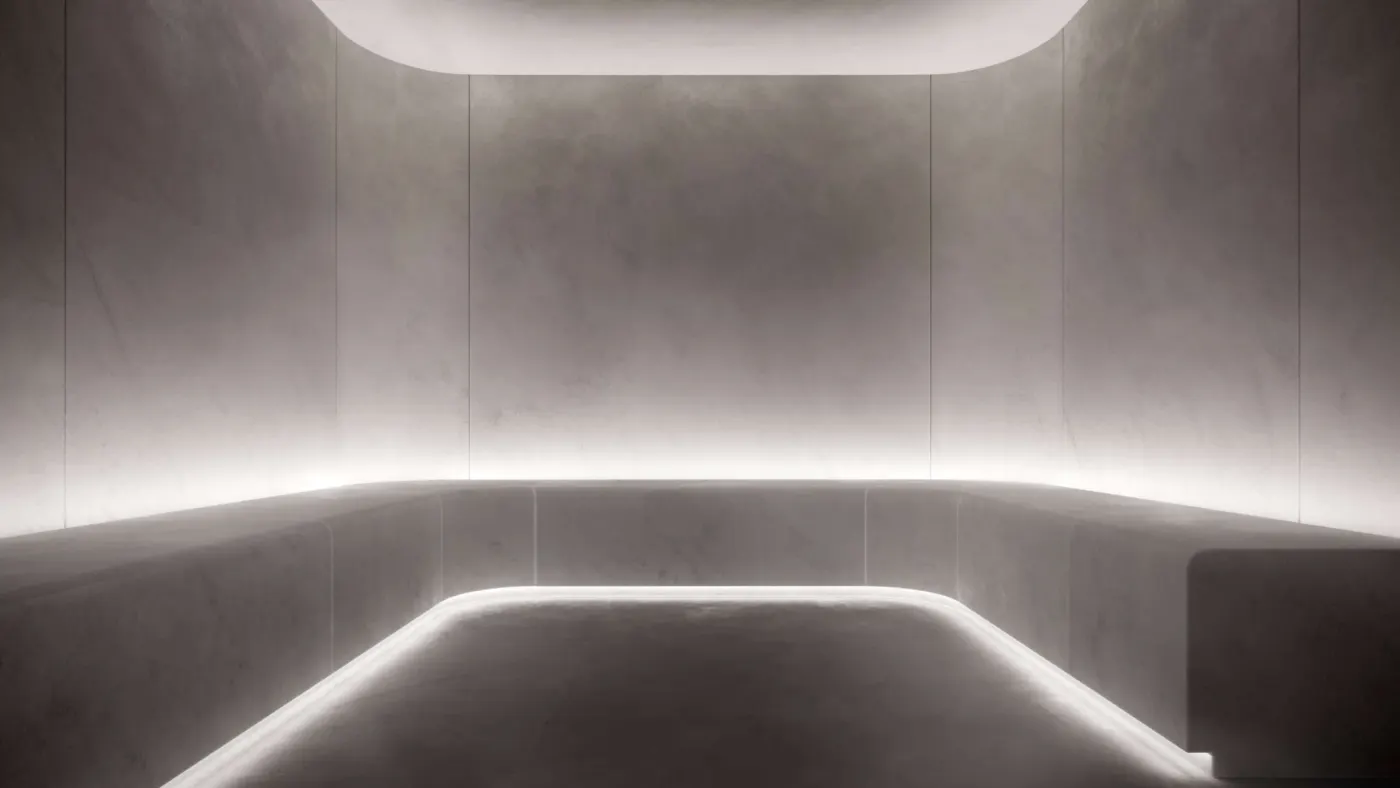 Rendering of the stone steam room